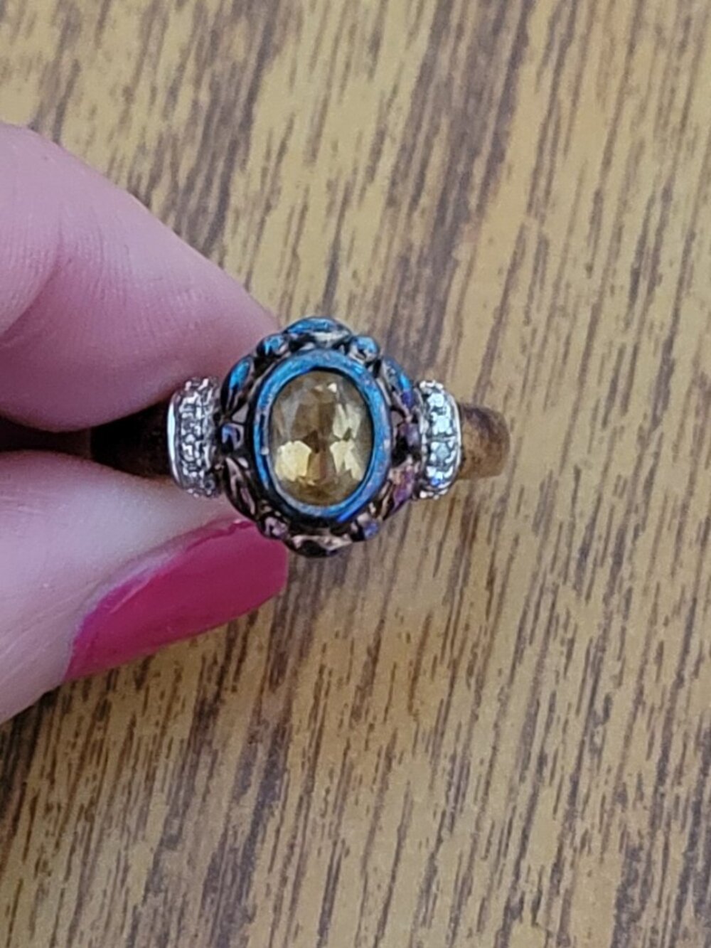 Lia Sophia Gold-Tone Cocktail Ring – Smoky Crystal Statement Ring